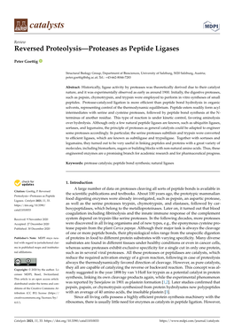 Reversed Proteolysis—Proteases As Peptide Ligases