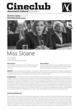 Miss Sloane (El Caso Sloane) De John Madden Versió Original En Anglès Subtitulada
