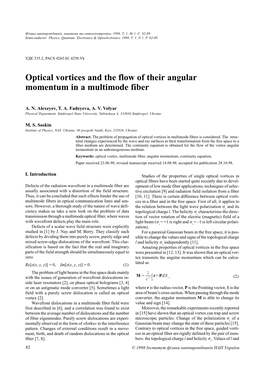 Optical Vortices and the Flow of Their Angular Momentum in a Multimode Fiber