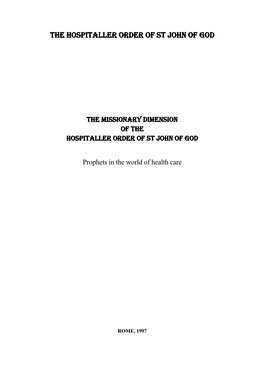 The Hospitaller Order of St John of God