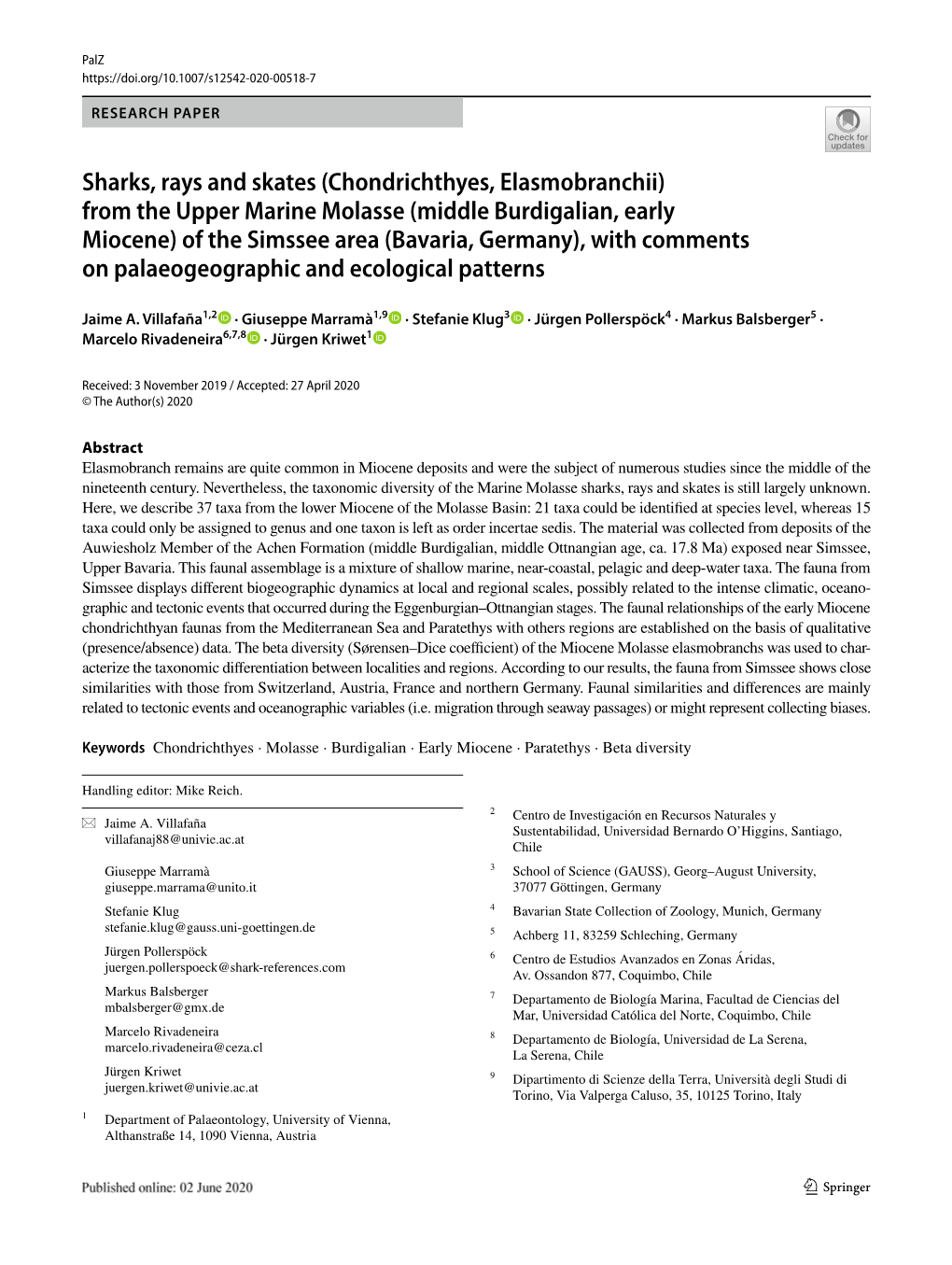 From the Upper Marine Molasse (Middle Burdigalian, Early Miocene) of the Simssee Area (Bavaria, Germany), with Comments on Palaeogeographic and Ecological Patterns