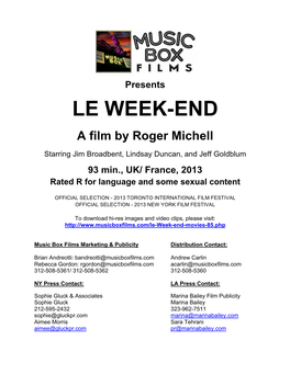 LE WEEK-END a Film by Roger Michell
