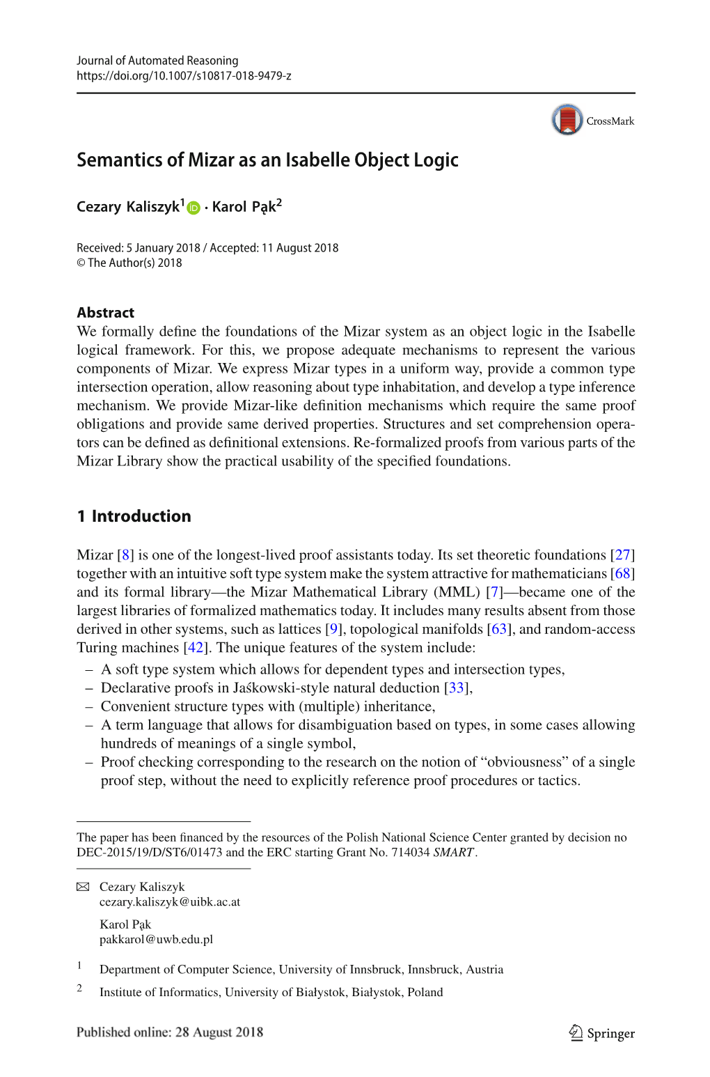 Semantics of Mizar As an Isabelle Object Logic