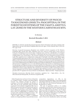 Structure and Diversity of Psocid Taxocenoses (Insecta: Psocoptera) in the Forest Ecosystems of the Fageta Abietis S