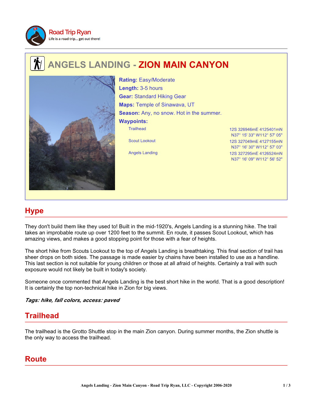 Angels Landing - Zion Main Canyon