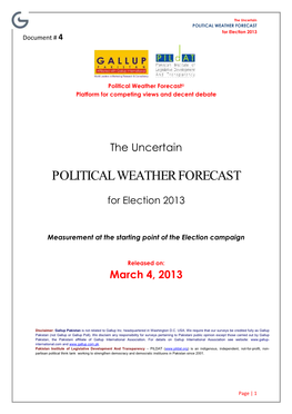 POLITICAL WEATHER FORECAST for Election 2013 Document # 4