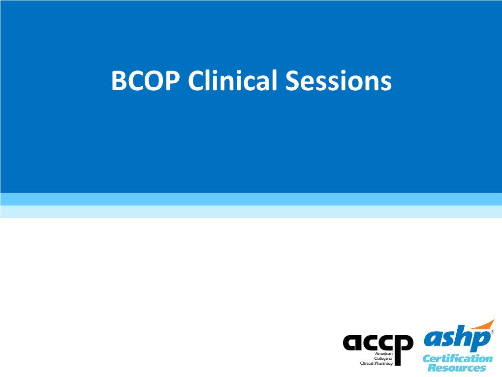 BCOP Clinical Sessions