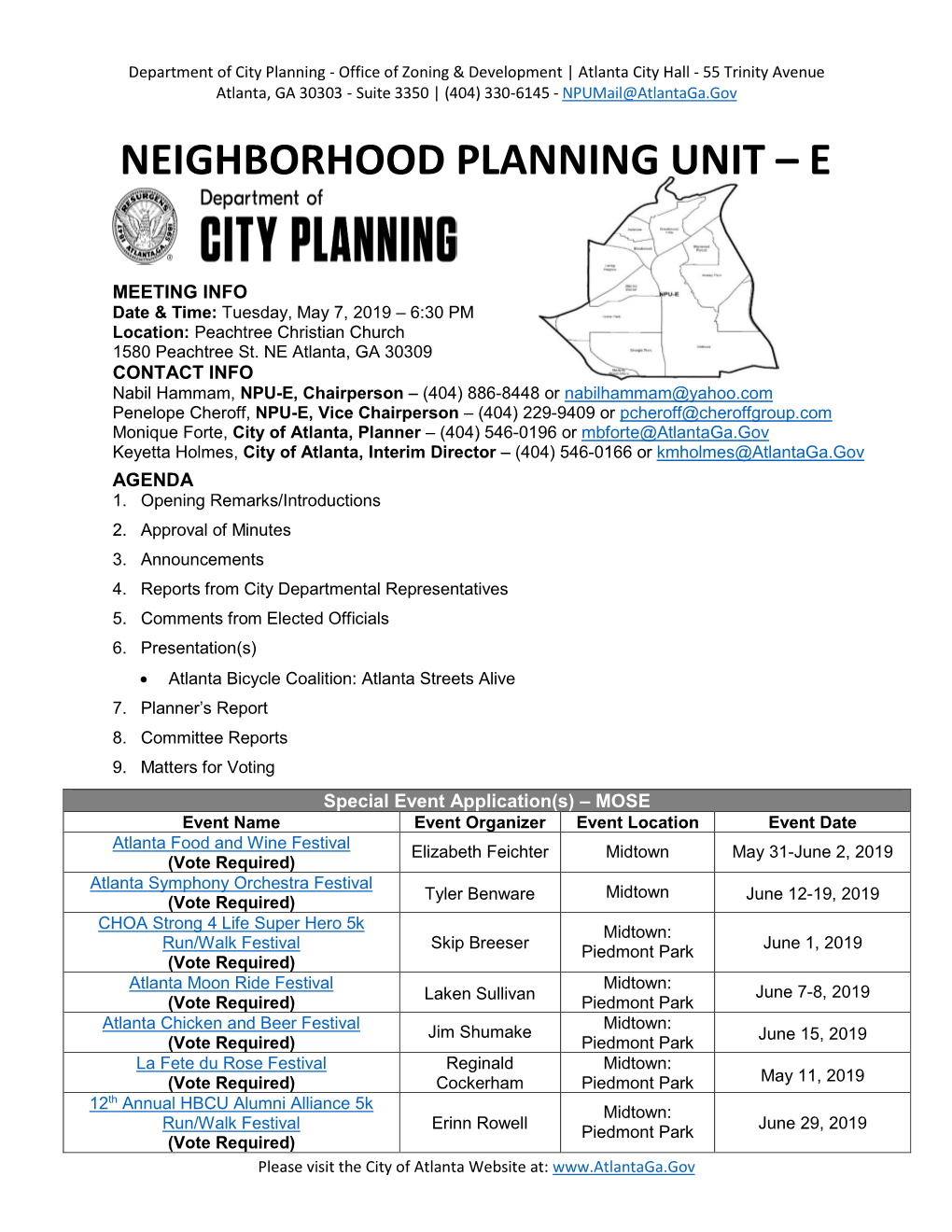 Neighborhood Planning Unit – E