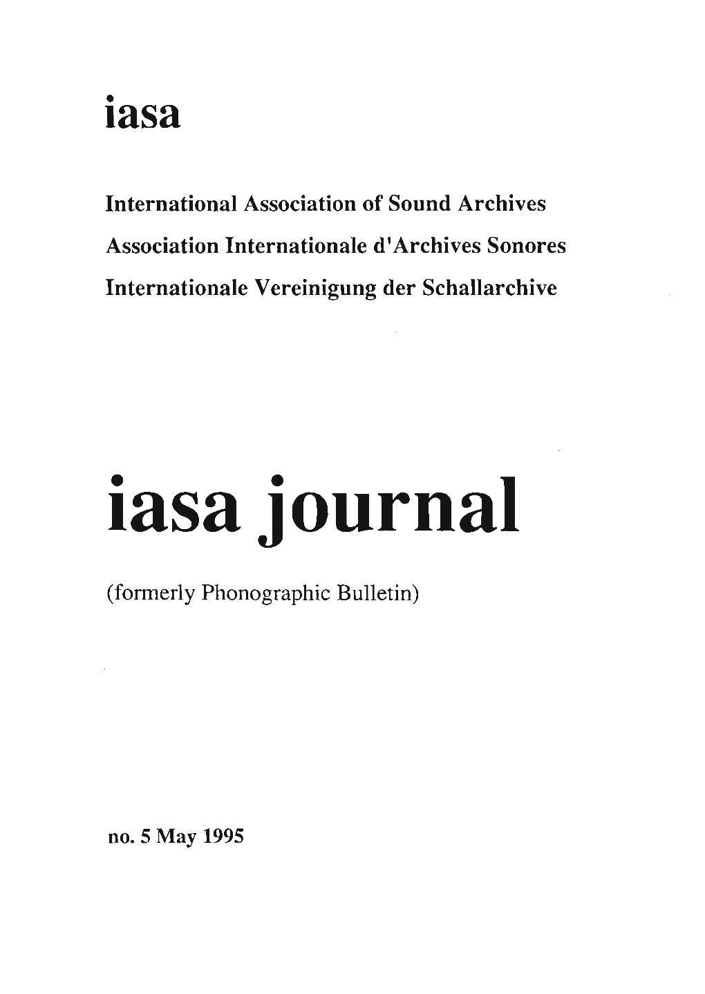 Iasa Journal