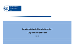 Provincial Mental Health Directory Department of Health 2015