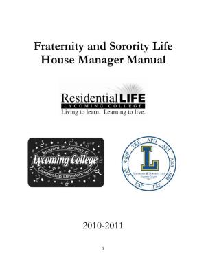 Fraternity and Sorority Life House Manager Manual