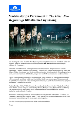 The Hills: New Beginnings Tillbaka Med Ny Säsong