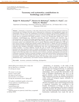 Taxonomy and Systematics: Contributions to Benthology and J-NABS