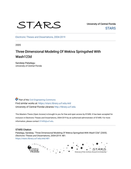 Three Dimensional Modeling of Wekiva Springshed with Wash123d