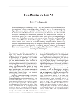 Brain Disorder and Rock Art