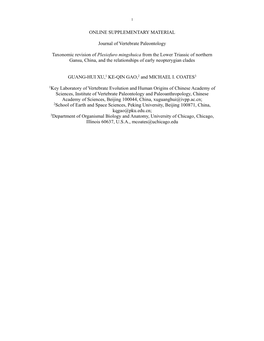 ONLINE SUPPLEMENTARY MATERIAL Journal of Vertebrate