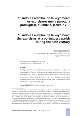 Os Exorcismos Numa Paróquia Portuguesa Durante O Século XVIII1