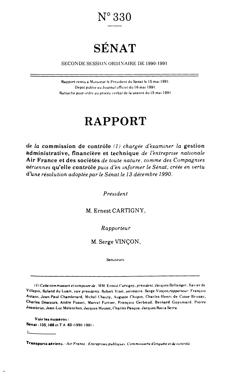 N° 330 Sénat Rapport