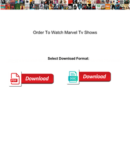 Order to Watch Marvel Tv Shows
