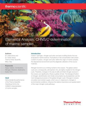 Elemental Analysis: CHNS/O Determination of Marine Samples