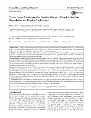 Production of Xanthanases by Paenibacillus Spp.: Complete Xanthan Degradation and Possible Applications