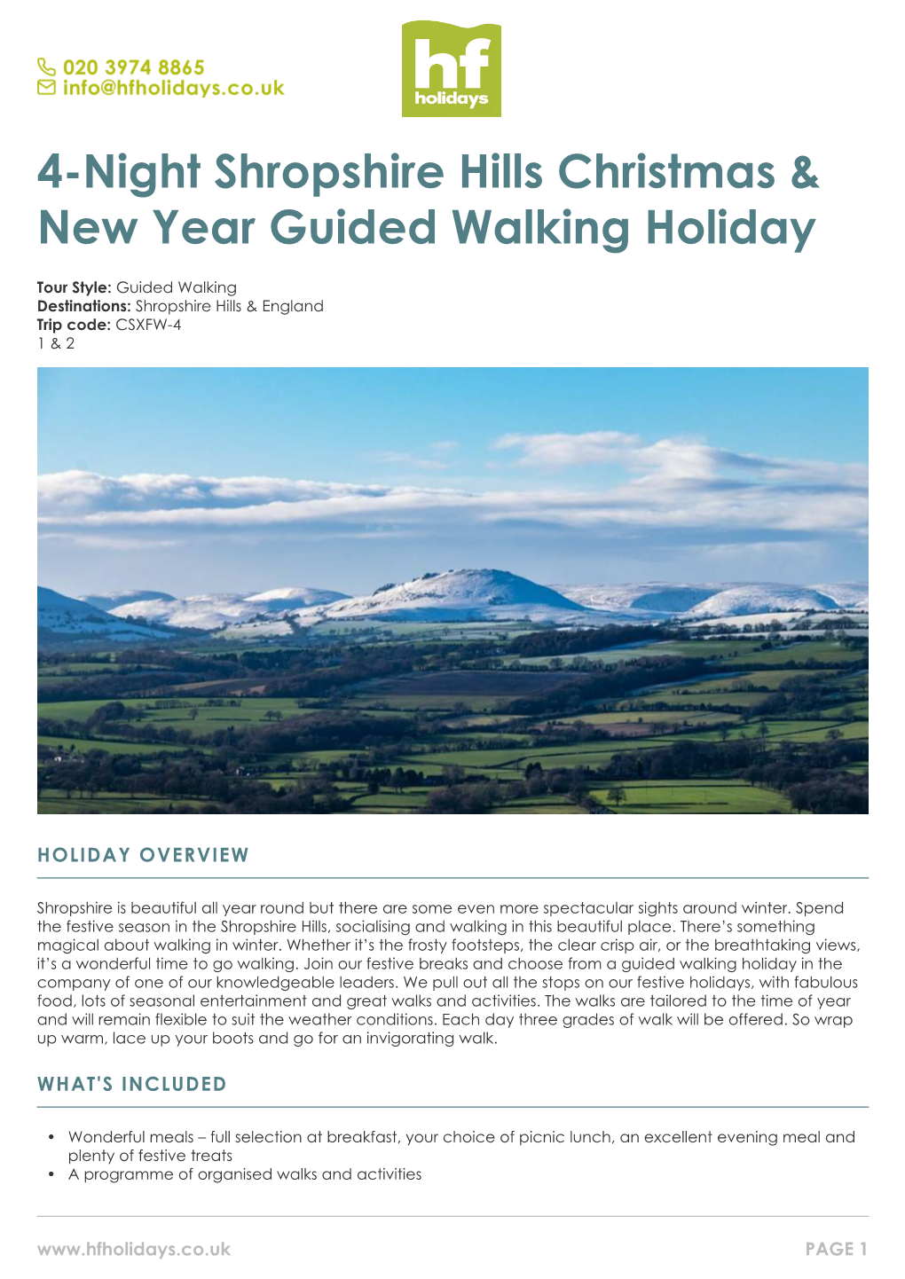 4-Night Shropshire Hills Christmas & New Year Guided Walking Holiday