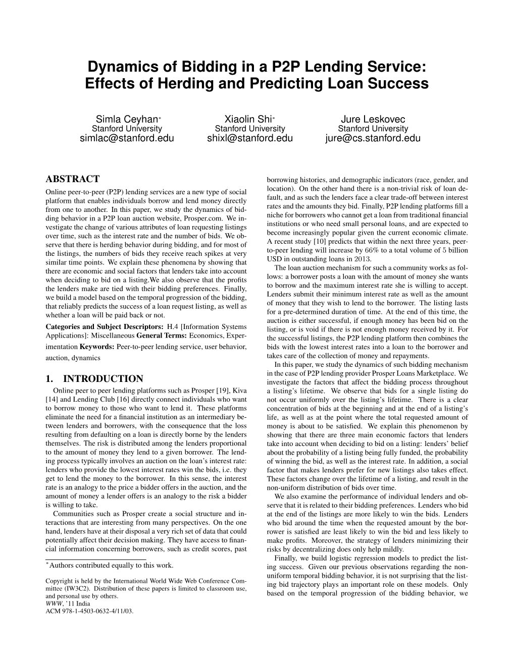 Dynamics of Bidding in a P2P Lending Service: Effects of Herding and Predicting Loan Success