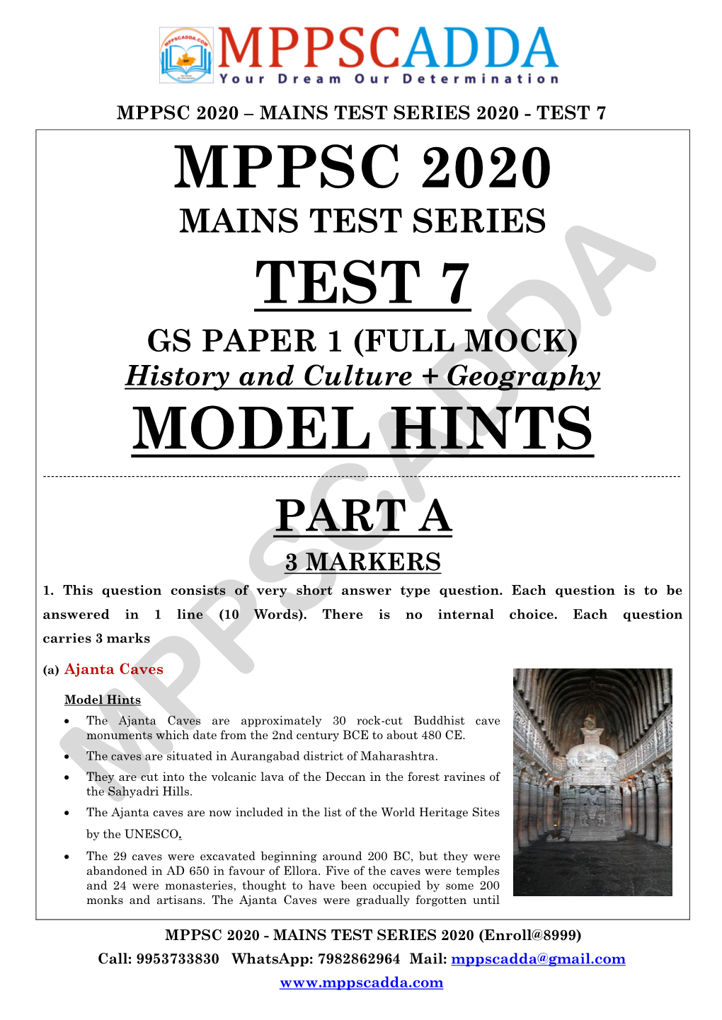 Mppsc 2020 Test 7 Model Hints