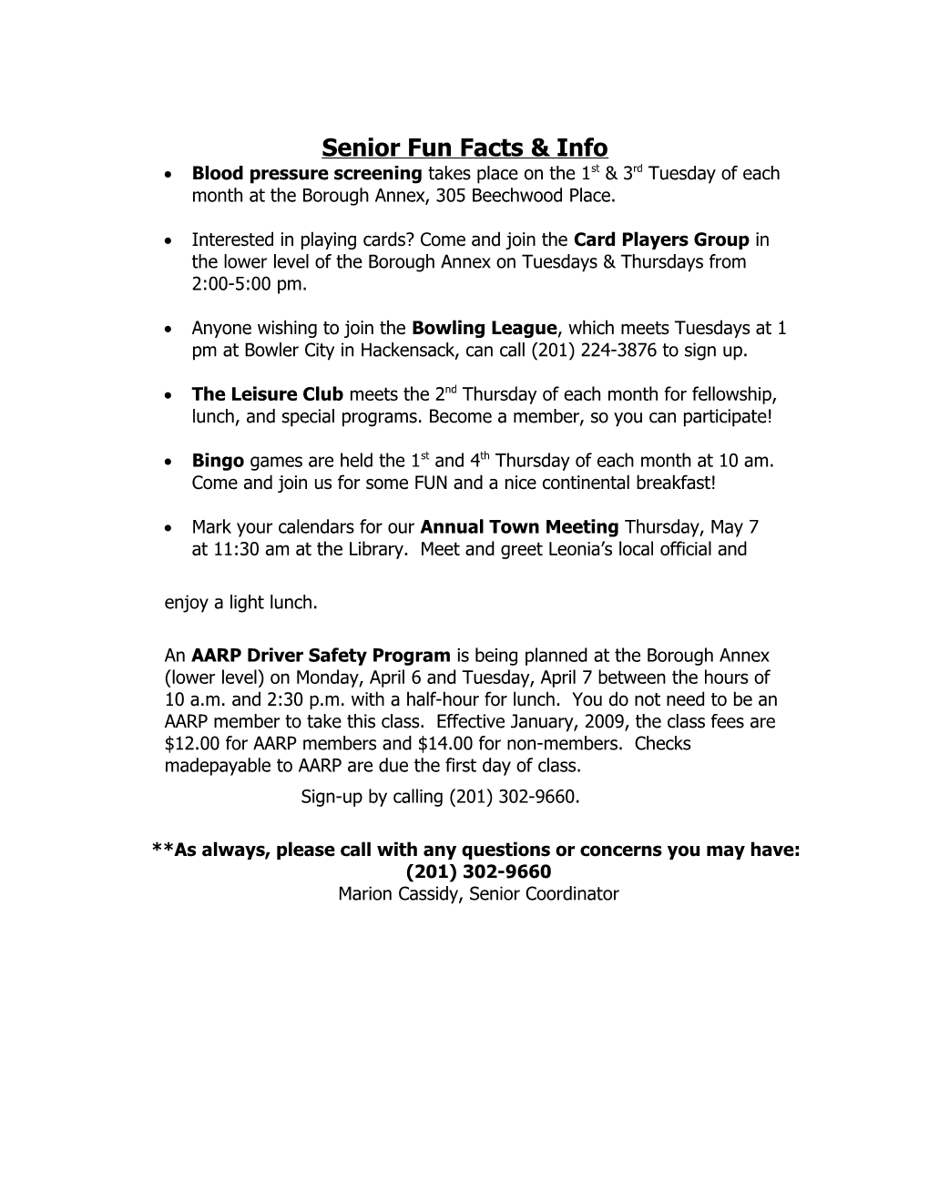 Senior Fun Facts & Info