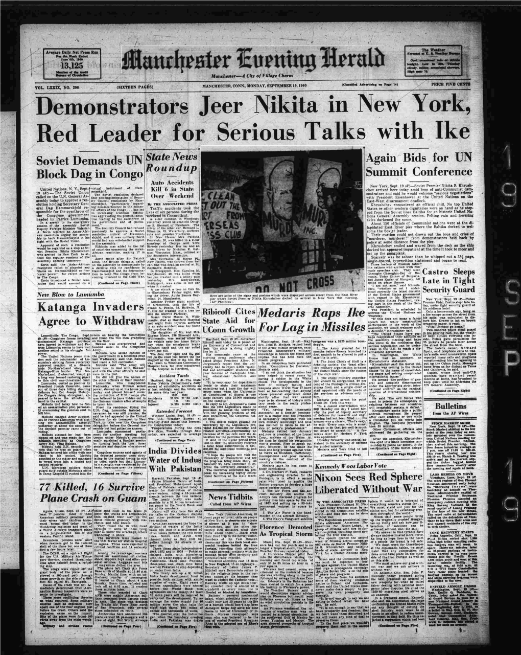 Demonstrators Jeer Nikita in New York, Red Leader for Serious Talks with Ike