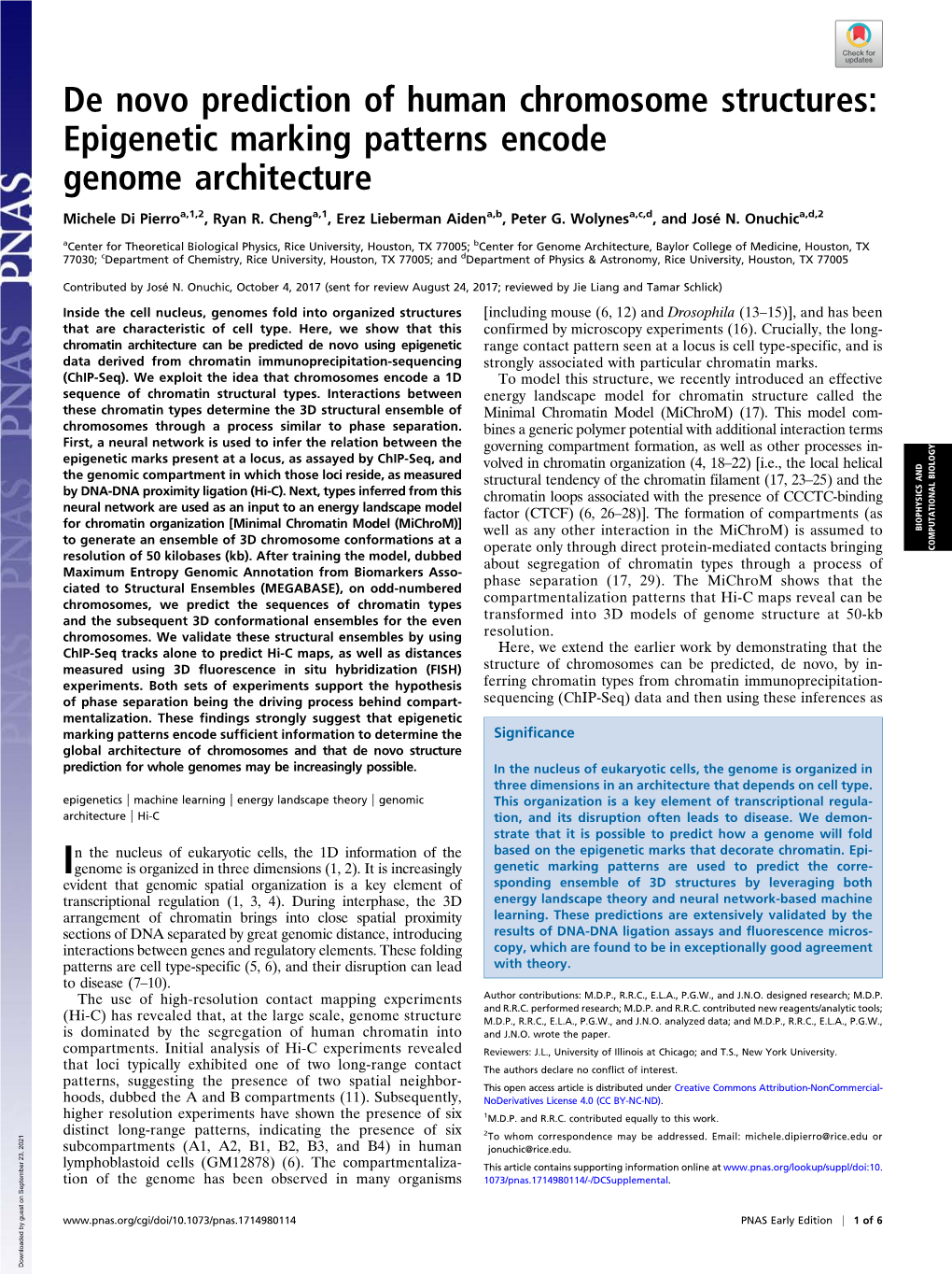 Epigenetic Marking Patterns Encode Genome Architecture