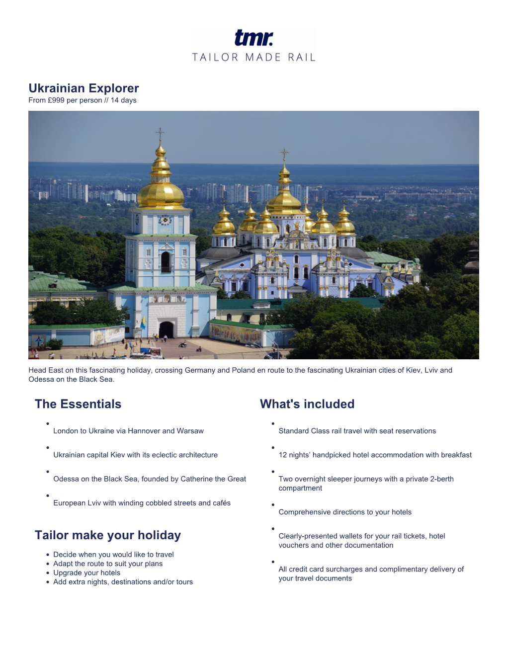 Ukrainian Explorer from £999 Per Person // 14 Days