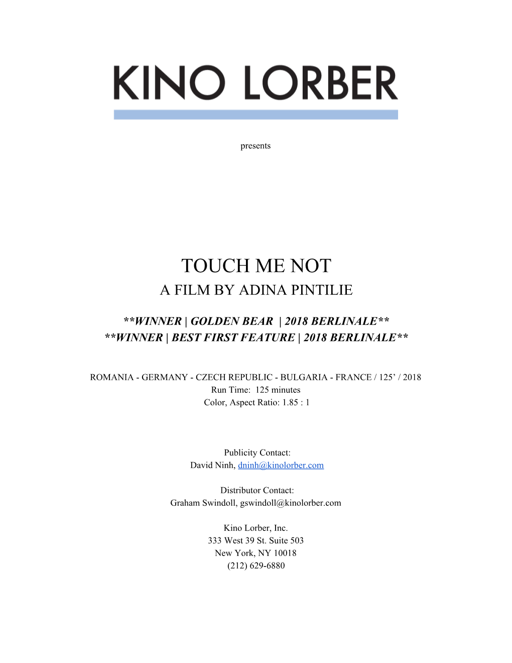 Touch Me Not a Film by Adina Pintilie