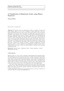 A Classification of Heptatonic Scales Using Binary Sequences