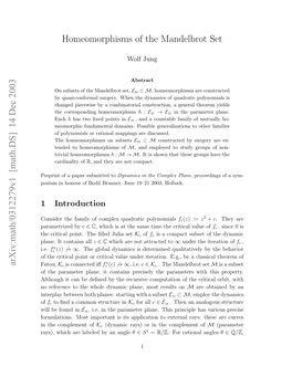 Homeomorphisms of the Mandelbrot Set Have Been Obtained in [6, 1, 2, 3, 13, 8]