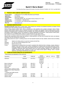 SAFETY DATA SHEET This Safety Data Sheet Complies with European Commission Directive 91/155/EEC, ISO 11014-1 and ANSI Z400.1