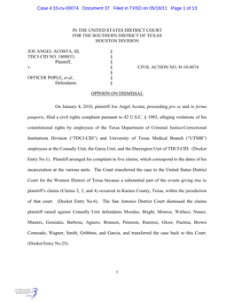 Case 4:10-Cv-00074 Document 37 Filed in TXSD on 05/18/11 Page 1 of 13