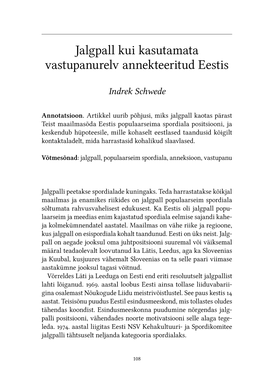 Jalgpall Kui Kasutamata Vastupanurelv Annekteeritud Eestis