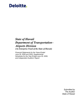 Airports Division (An Enterprise Fund of the State of Hawaii)