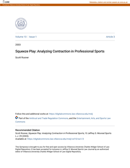 Analyzing Contraction in Professional Sports