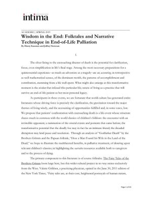 Wisdom in the End: Folktales and Narrative Technique in End-Of-Life Palliation by Henry Sussman and Jeffrey Newman