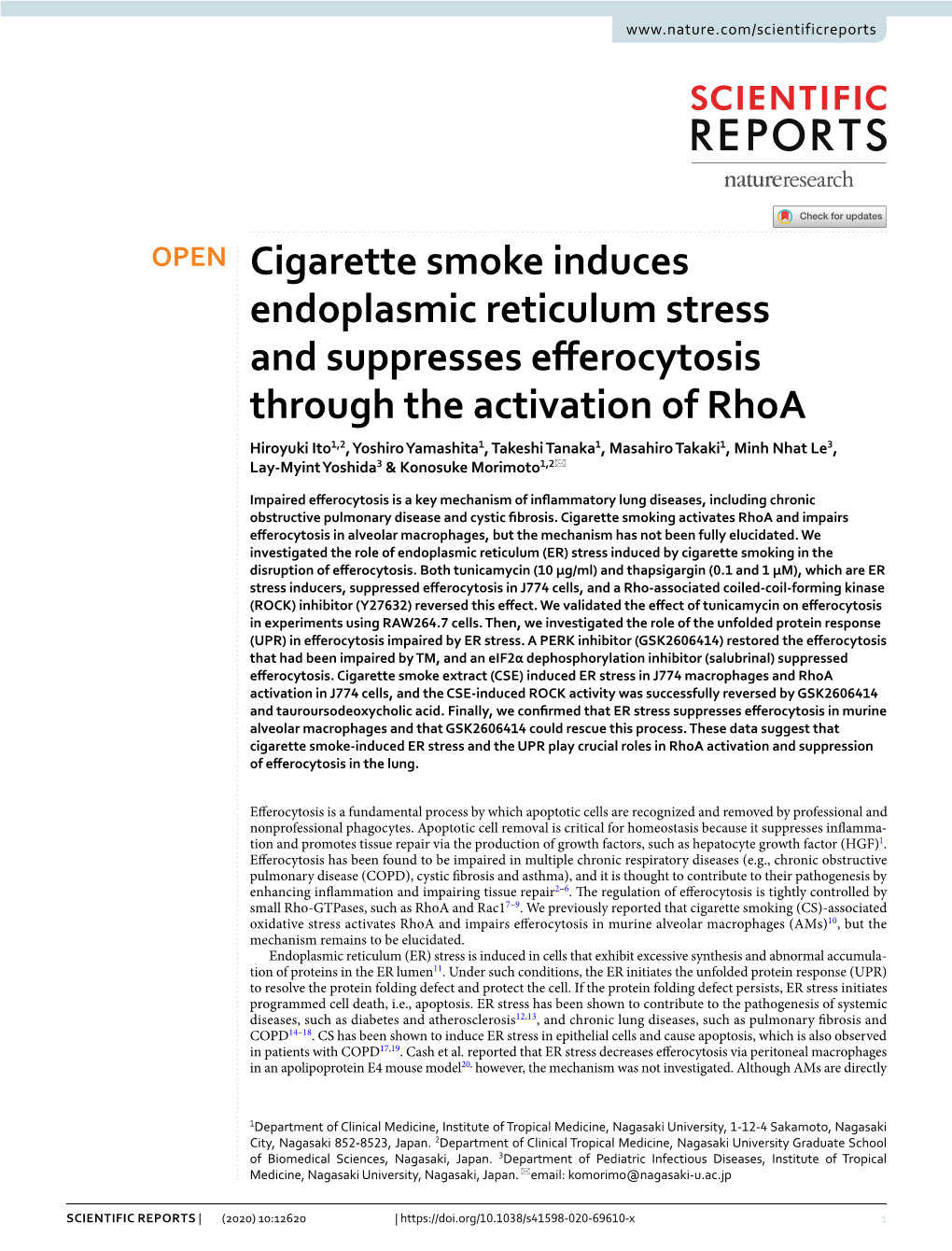 Cigarette Smoke Induces Endoplasmic Reticulum Stress and Suppresses