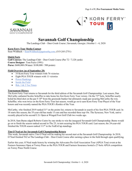 Savannah Golf Championship the Landings Club – Deer Creek Course | Savannah, Georgia | October 1 - 4, 2020