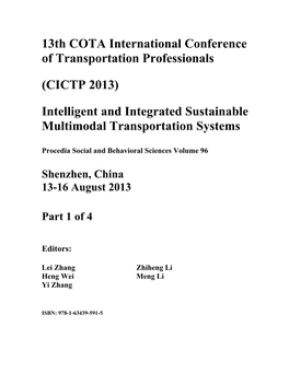 13Th COTA International Conference of Transportation Professionals