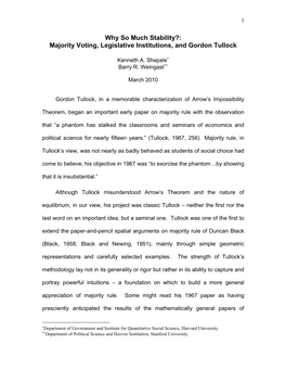 Majority Voting, Legislative Institutions, and Gordon Tullock