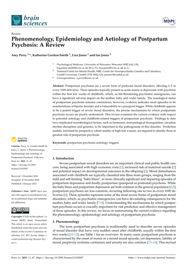 Phenomenology, Epidemiology and Aetiology of Postpartum Psychosis: a Review