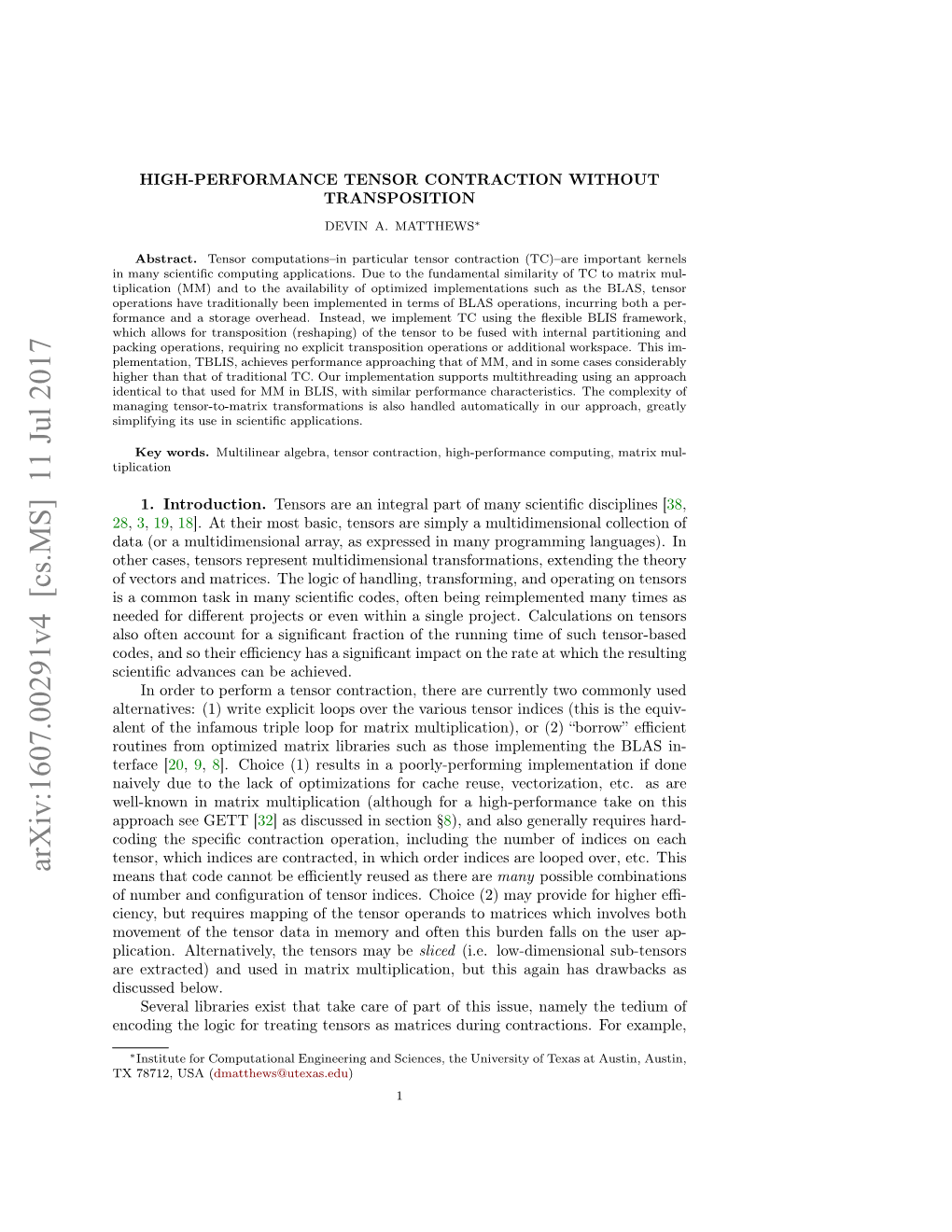 High-Performance Tensor Contraction Without Transposition