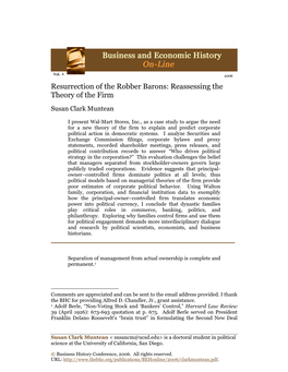 Resurrection of the Robber Barons: Reassessing the Theory of the Firm