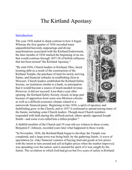 13-Pre-Class Reading-The Kirtland Apostasy
