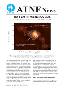 The Giant HII Region NGC 3576 Cormac Purcell (University of Manchester, Jodrell Bank Observatory, UK)